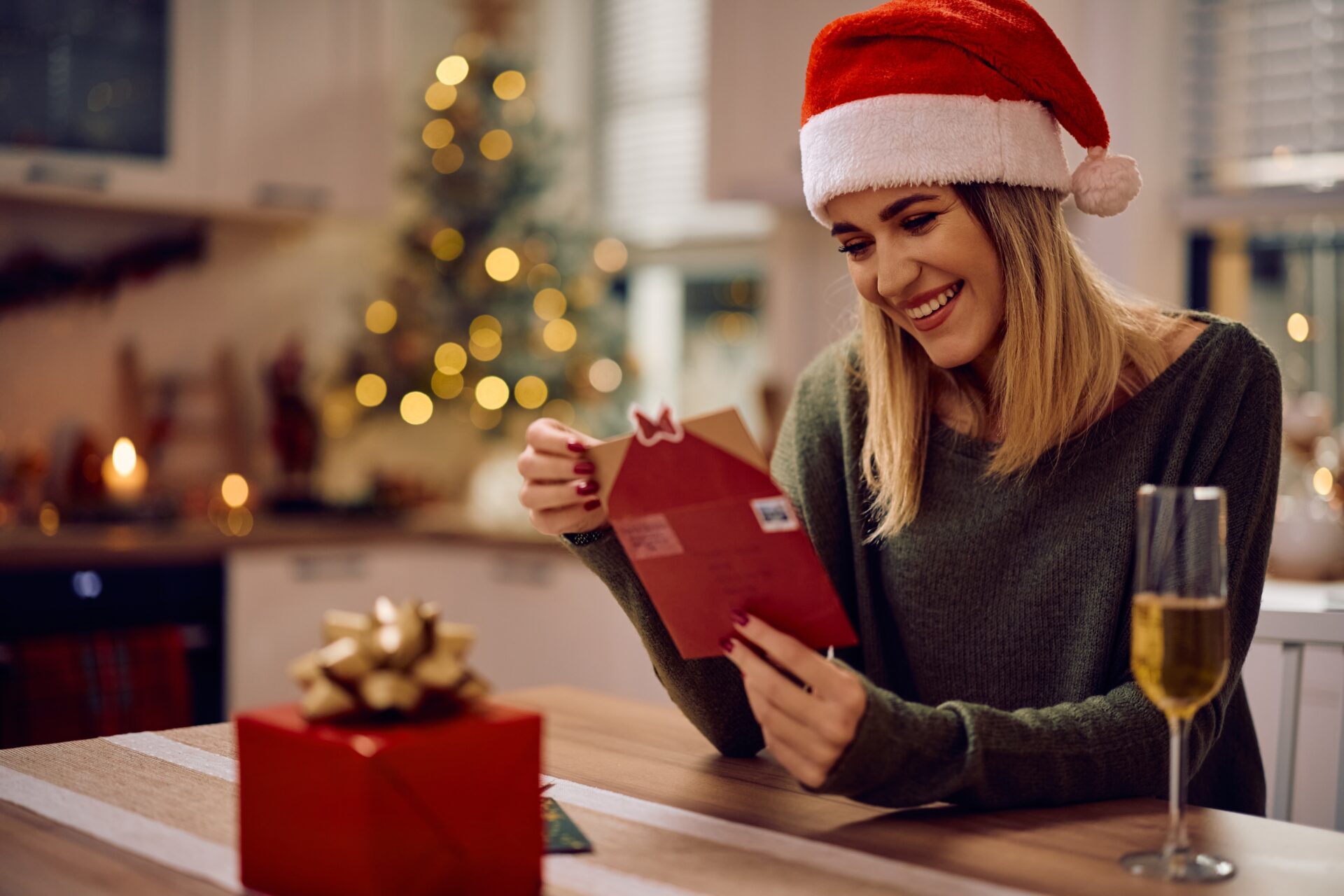 Os cartões de Natal podem assumir diferentes formas. Pode ser um cartão postal clássico ou um cartão enviado em um envelope.